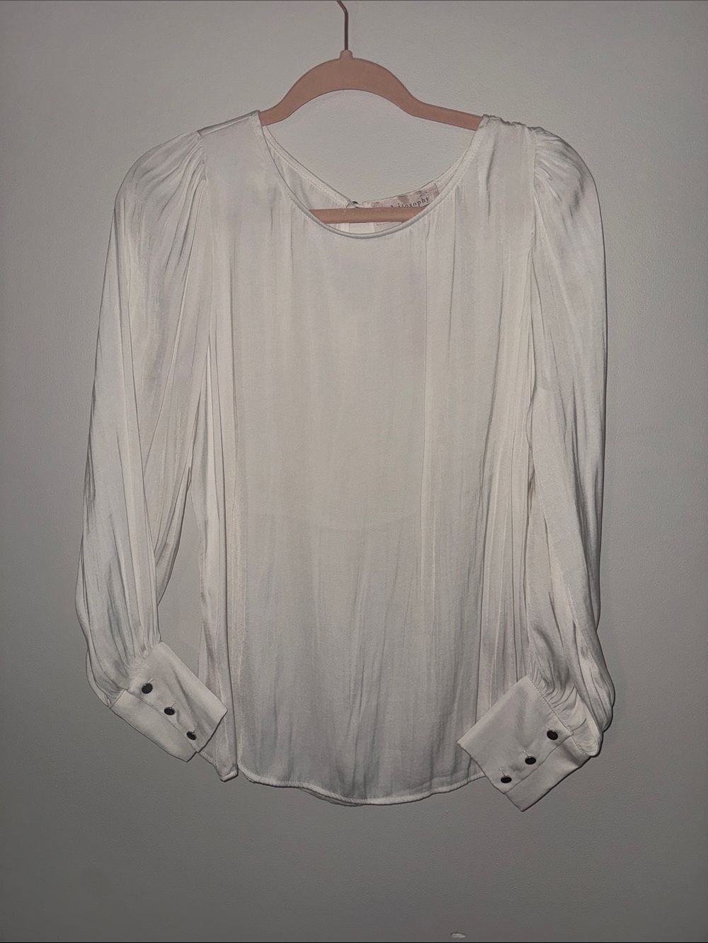 Philosophy White Long-Sleeve Pleated Blouse - Classic Women's Top